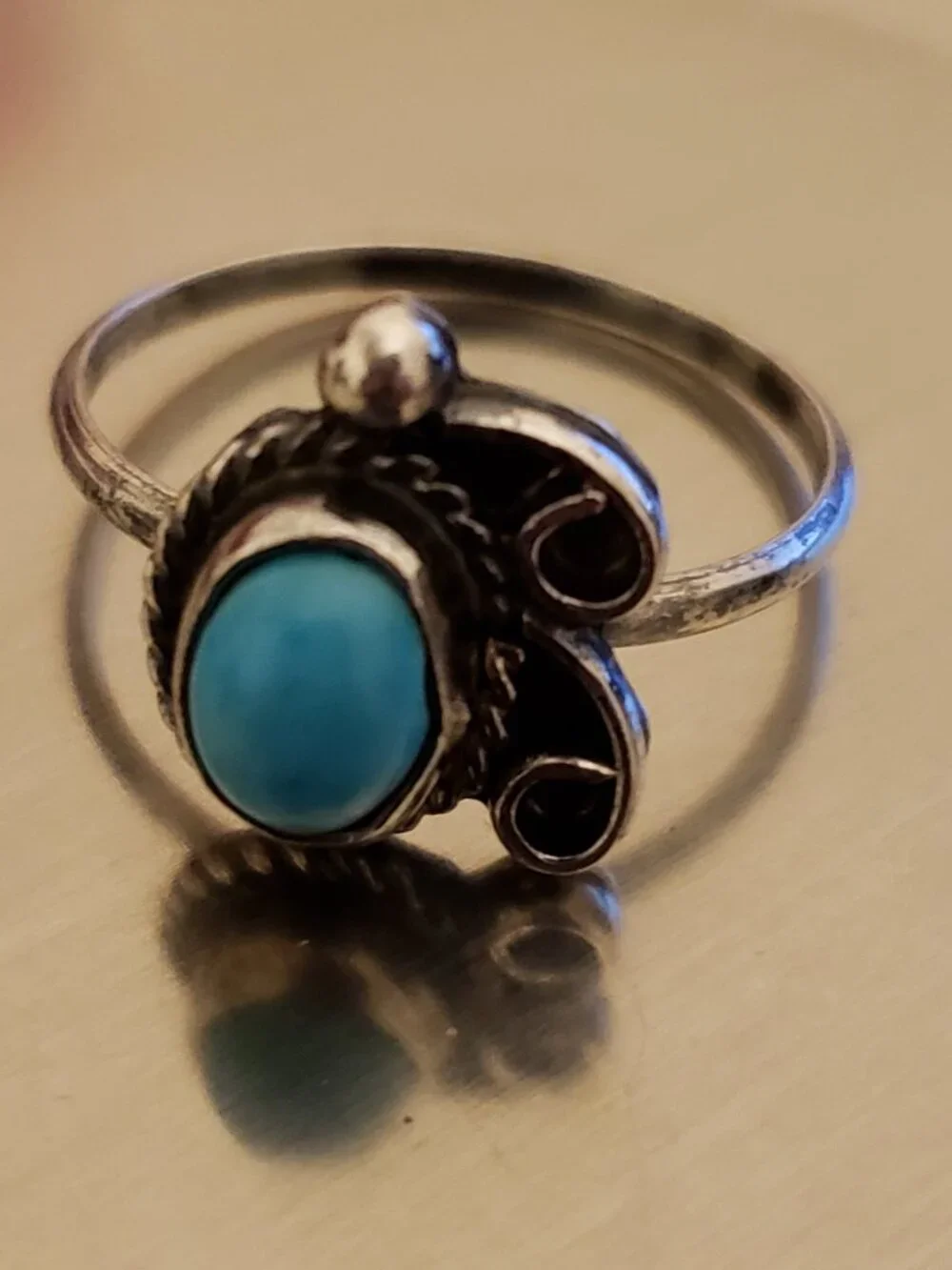 Vintage Handmade Southwest Native American Turquoise Sterling Silver Ring